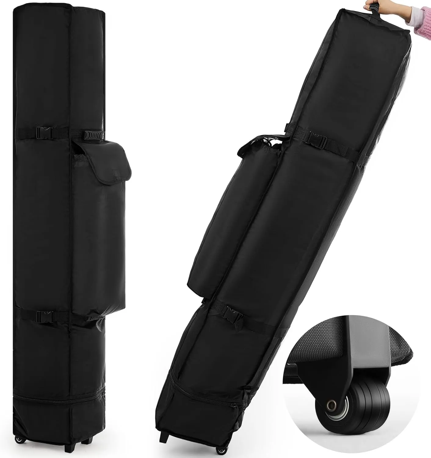 1680D 10x20 Pop up Canopy Tent Roller Bag with 3 Handles, Heavy Duty Canopy Bag with Wheels, Universal Wheeled Tent Storage Replacement for Outdoor, Black