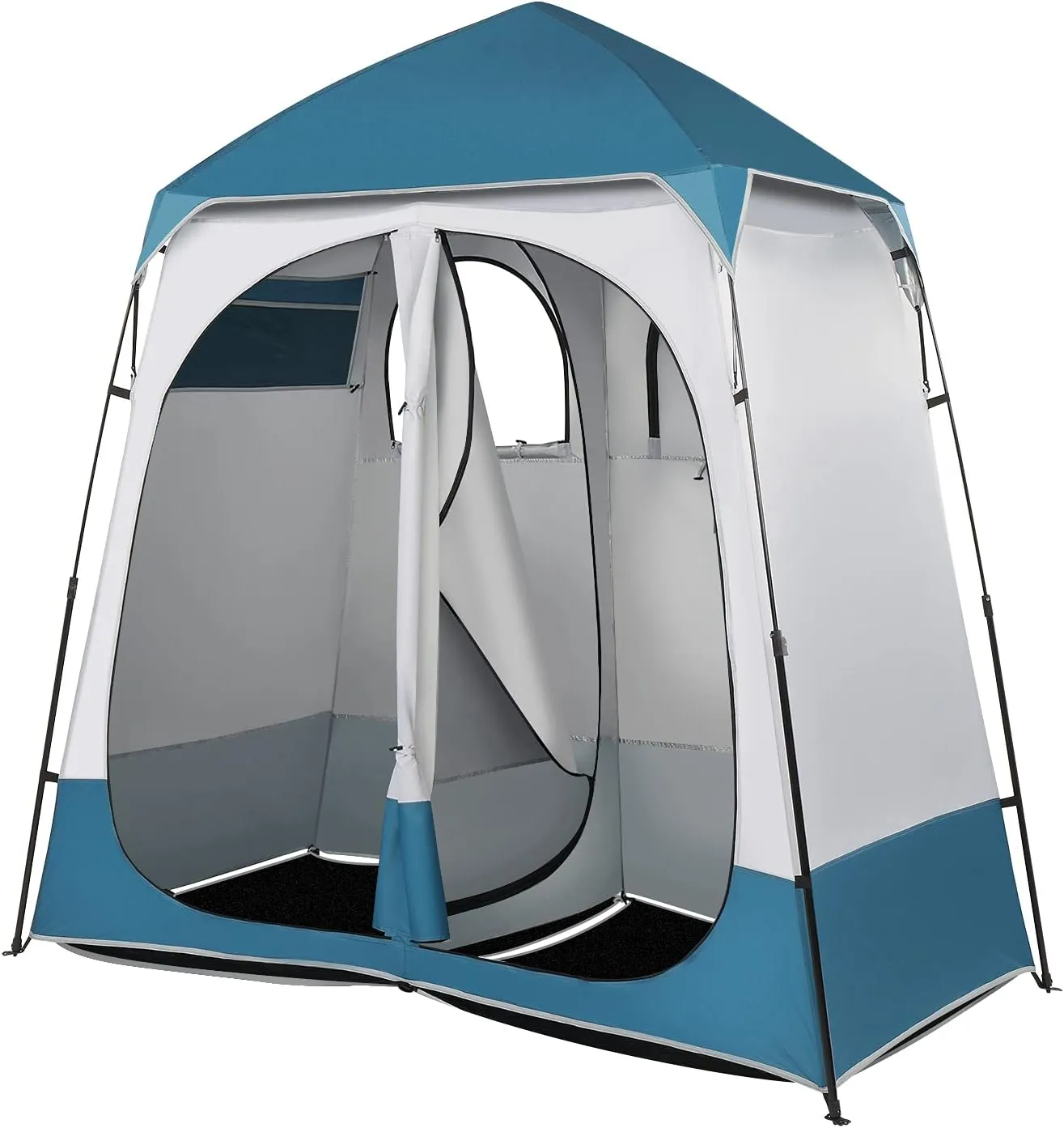 2 Room Shower Tent, 7.5 FT Instant Pop Up Shelter with Carrying Bag, Outdoor ＆ Indoor Privacy Changing Room Tent Easy Set Up for Portable Toilet, Camping, Dressing