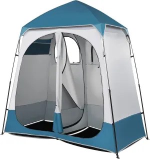 2 Room Shower Tent, 7.5 FT Instant Pop Up Shelter with Carrying Bag, Outdoor ＆ Indoor Privacy Changing Room Tent Easy Set Up for Portable Toilet, Camping, Dressing