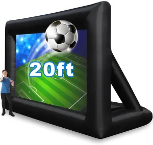 20 Feet Inflatable Outdoor and Indoor Theater Projector Screen - Includes Air Blower, Tie-Downs and Storage Bag - Portable, Supports Front and Rear Projection