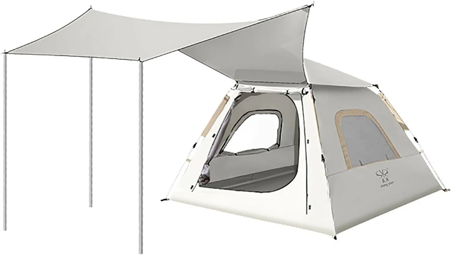 3-5 Person Camping Tent with Foyer, Pop Up Tent Grea, Waterproof Windproof, Play Tent for Outdoor Picnic Hiking Glamping