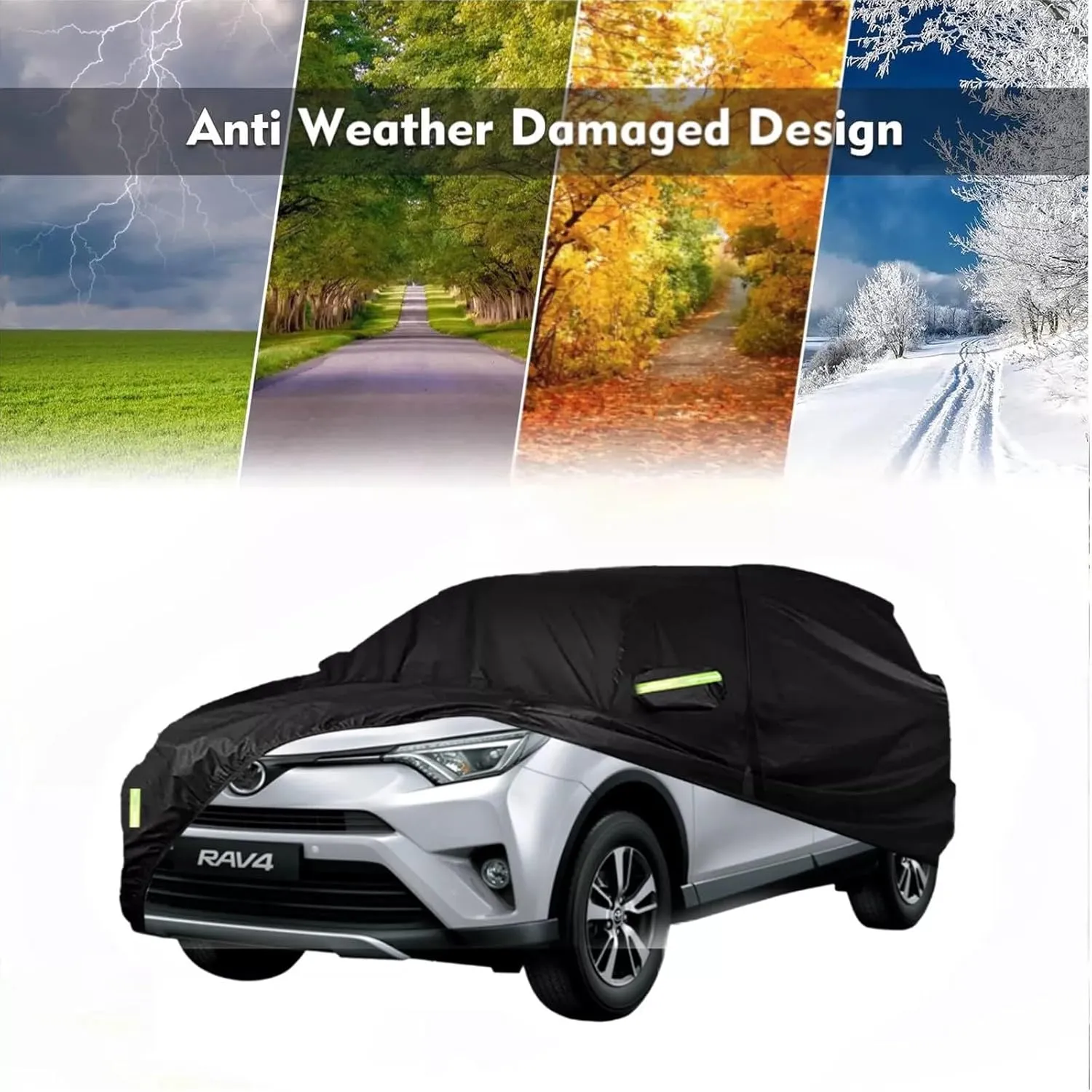 5-Layer All-Weather Waterproof Light-Weight Car Cover for Toyota RAV4.Full Car Cover Outdoor Waterproof Sun Rain Snow Hail Protection,for SUV (Black RAV4 EV 2003)