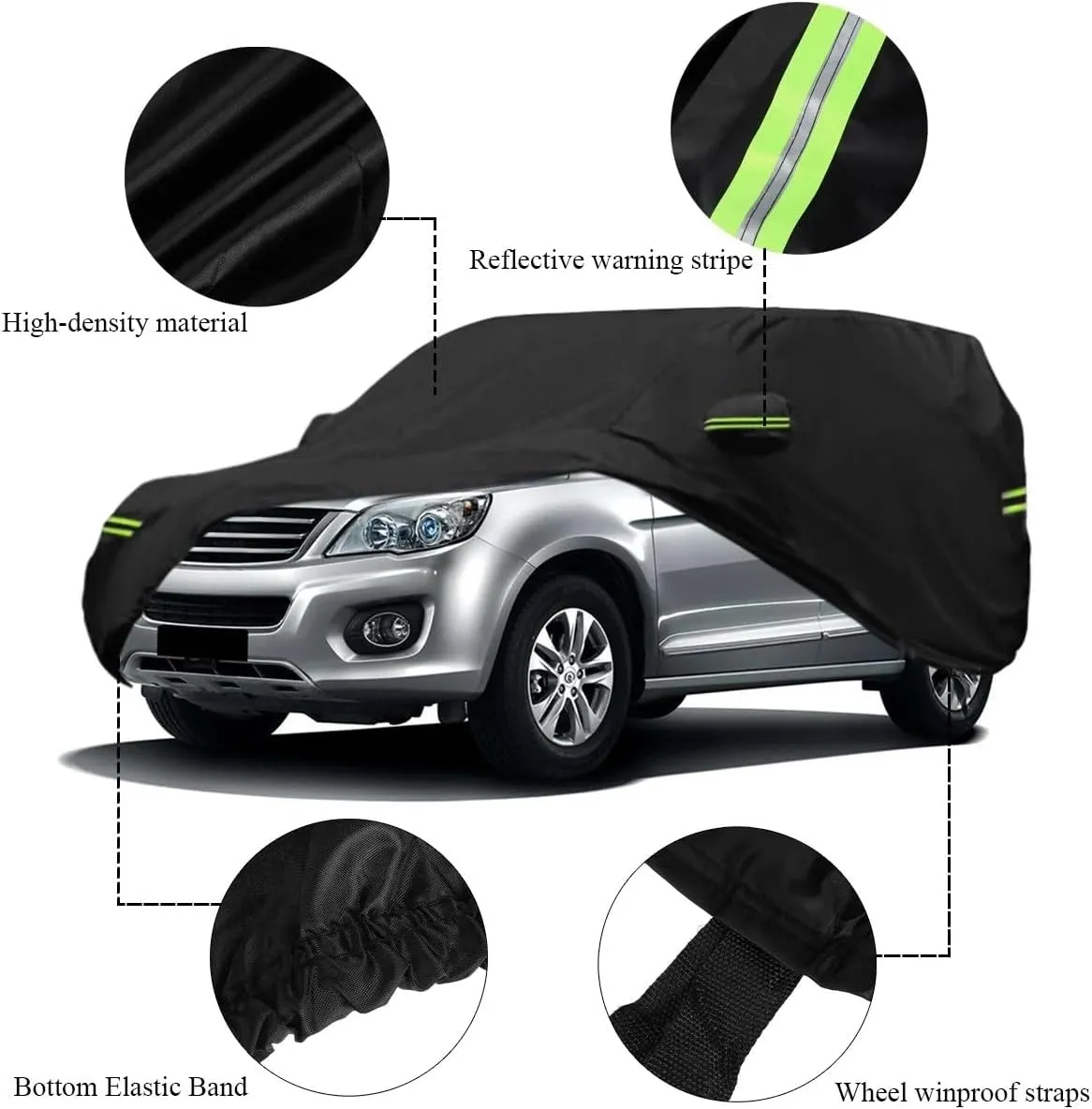 5-Layer All-Weather Waterproof Light-Weight Car Cover for Toyota RAV4.Full Car Cover Outdoor Waterproof Sun Rain Snow Hail Protection,for SUV (Black RAV4 EV 2003)