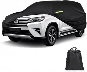 5-Layer All-Weather Waterproof Light-Weight Car Cover for Toyota RAV4.Full Car Cover Outdoor Waterproof Sun Rain Snow Hail Protection,for SUV (Black RAV4 EV 2003)