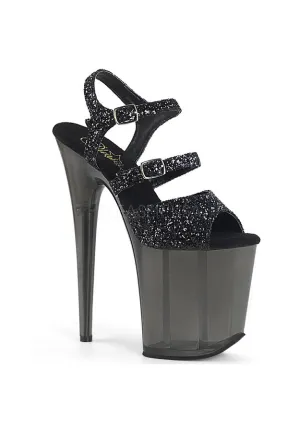 8" Heel, 4" PF Glitter Ankle Strap Sandal