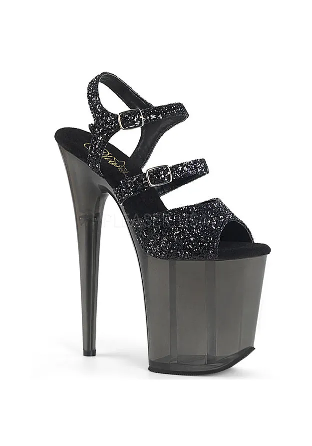 8" Heel, 4" PF Glitter Ankle Strap Sandal