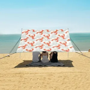 Abstract Red Blue Lobster Beach Camping Tent Sun Shelter for Whole Family, Beach Shade Canopy with UPF50  UV Protection,Easy Set Up and Carry,Outdoor Shade for Trips, Fishing, Backyard Fun Picn