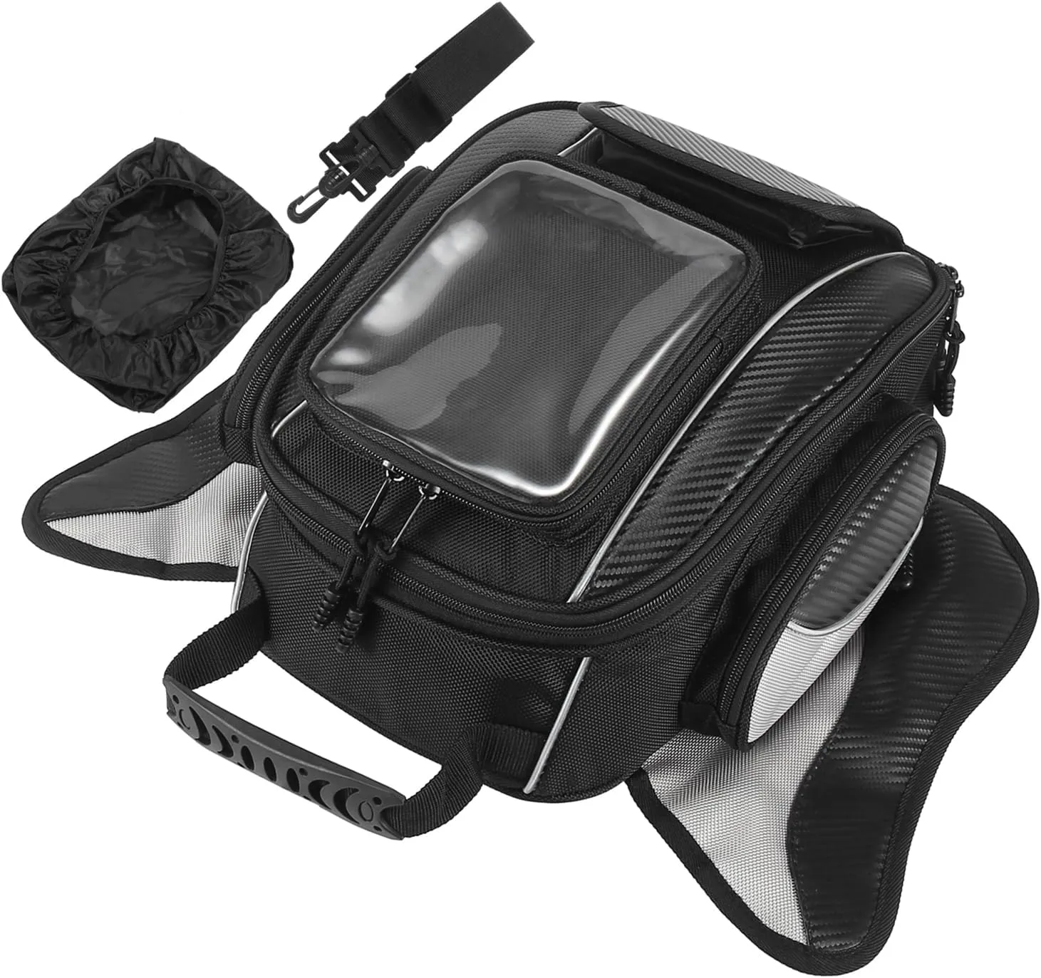 ACROPIX Universal Motorcycle Magnetic Tank Tool Bag Fuel Saddlebag with Strap Waterproof Black Car Parts