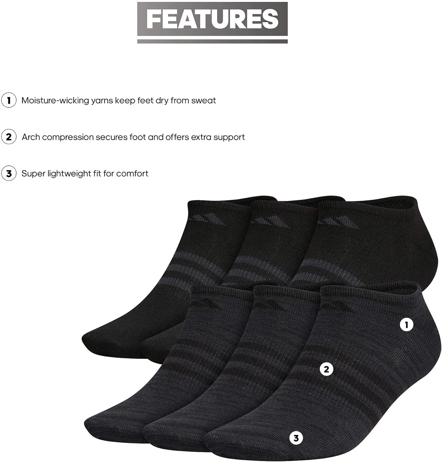 adidas Women's Superlite Super No Show Socks (6-pair)