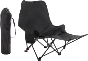 Adjustable Camping Chair with Footrest, Folding Reclining Beach Chairs for Adults Portable Sun Chairs with Large Side Pocket for Fishing, Camp, Picnics