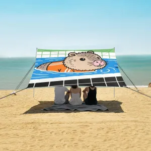 Anime Style Capybara Beach Camping Tent Sun Shelter for Whole Family, Beach Shade Canopy with UPF50  UV Protection,Easy Set Up and Carry,Outdoor Shade for Trips, Fishing, Backyard Fun Picnics