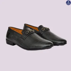 Ankle cut Loafer for Men with Check Pattern  Metallic Buckle  Grey