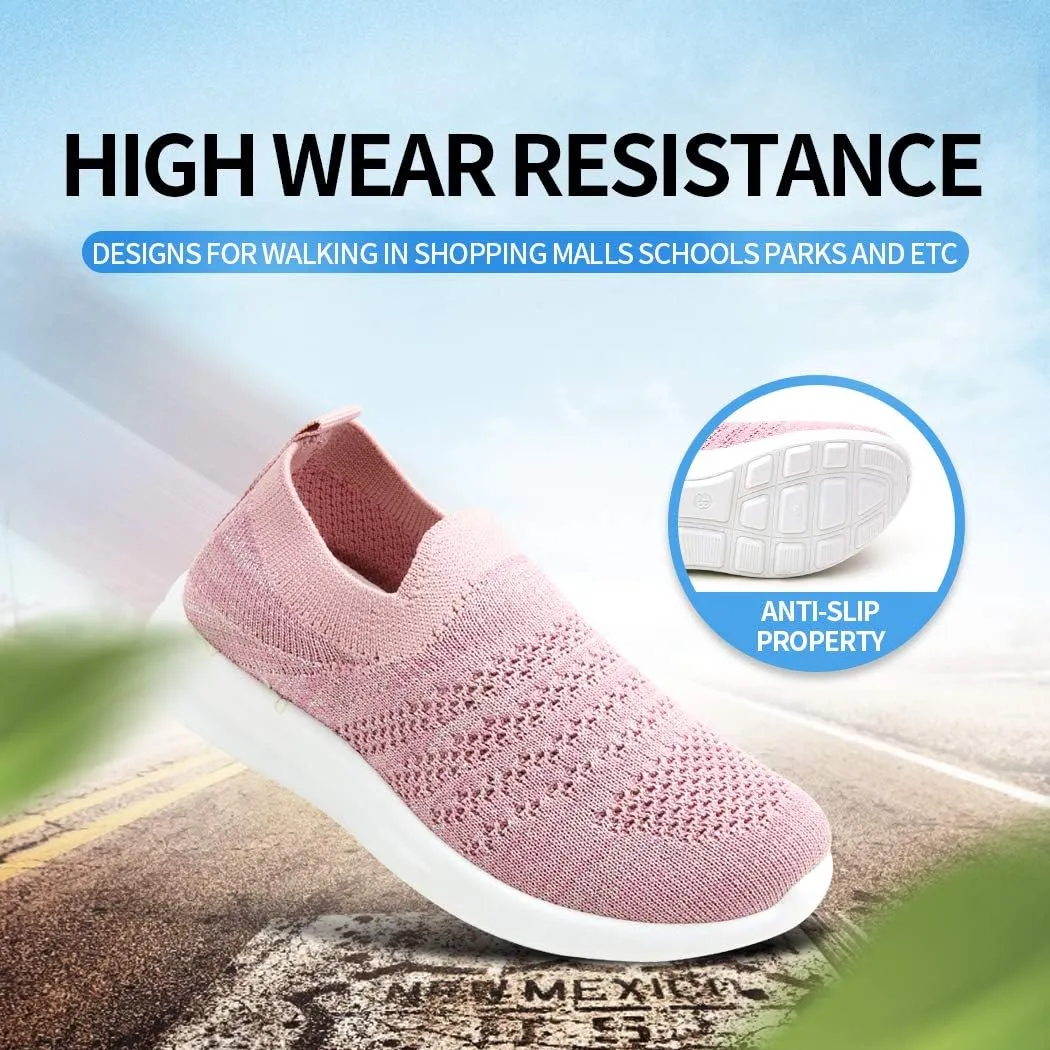 Apawwa Kids Lightweight Slip On Running Shoes - Pink/Blue/Navy/Black Walking Shoes for Toddler/Little Kids/Big Kids