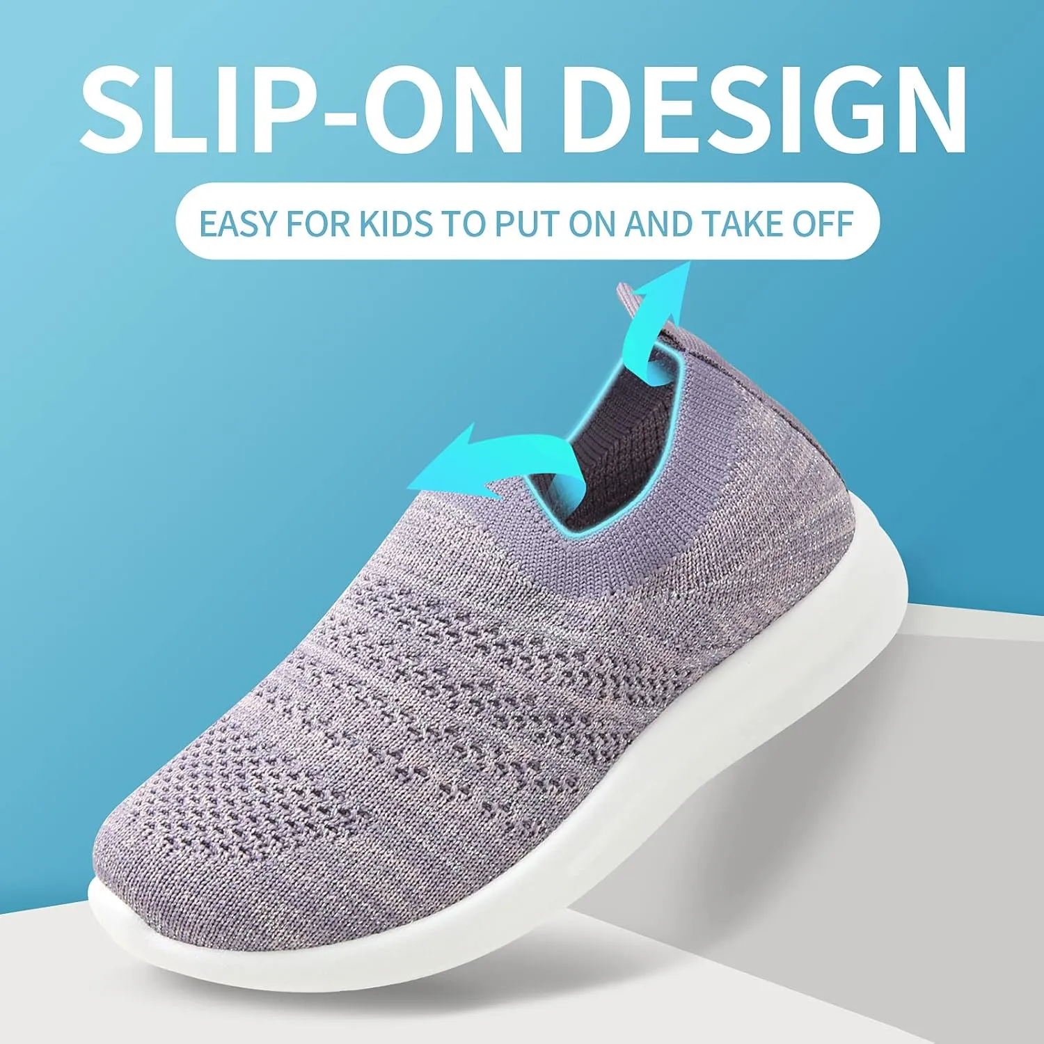 Apawwa Kids Lightweight Slip On Running Shoes - Pink/Blue/Navy/Black Walking Shoes for Toddler/Little Kids/Big Kids