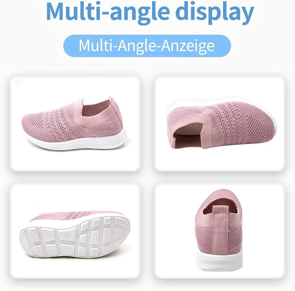 Apawwa Kids Lightweight Slip On Running Shoes - Pink/Blue/Navy/Black Walking Shoes for Toddler/Little Kids/Big Kids