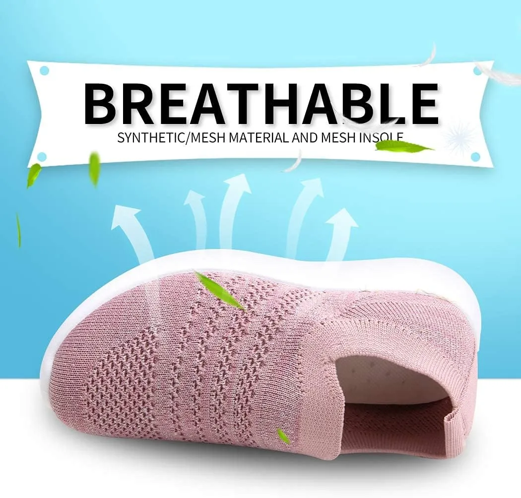 Apawwa Kids Lightweight Slip On Running Shoes - Pink/Blue/Navy/Black Walking Shoes for Toddler/Little Kids/Big Kids