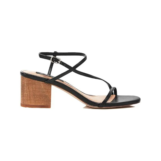 AQUA Womens Black Strappy Adjustable Strap Cushioned Amy Open Toe Block Heel Buckle Dress Slingback Sandal 7.5M