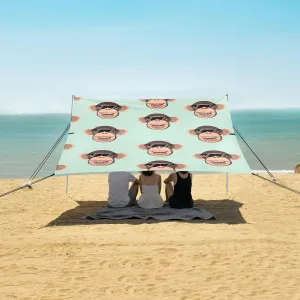 Beach Shade Tent with UPF50  UV Protection,Chimpanzee Head Pattern Lightweight Camping Sun Shelter for Outdoor,Camping Trips, Fishing, Backyard,Picnics,Easy Set Up and Carry 9x10.5 FT