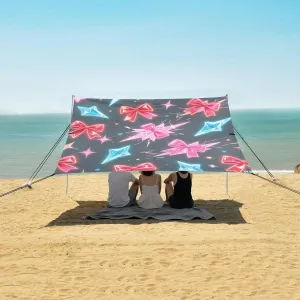 Beach Shade Tent with UPF50  UV Protection,Luminous Bows Pattern Lightweight Camping Sun Shelter for Outdoor,Camping Trips, Fishing, Backyard,Picnics,Easy Set Up and Carry 9x10.5 FT