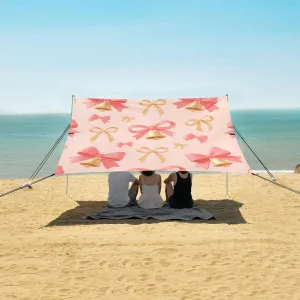 Beach Shade Tent with UPF50  UV Protection,Pink Bows with Bell Lightweight Camping Sun Shelter for Outdoor,Camping Trips, Fishing, Backyard,Picnics,Easy Set Up and Carry 9x10.5 FT