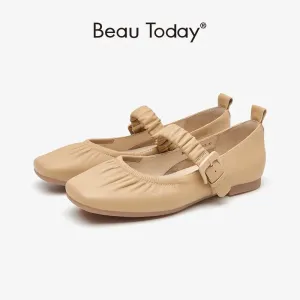 BeauToday Mary Jane  Vintage Women Low Heel Round Toe  Ballet Loafer Classic Shoes Casual Dress Soft Flats Handmade  28294