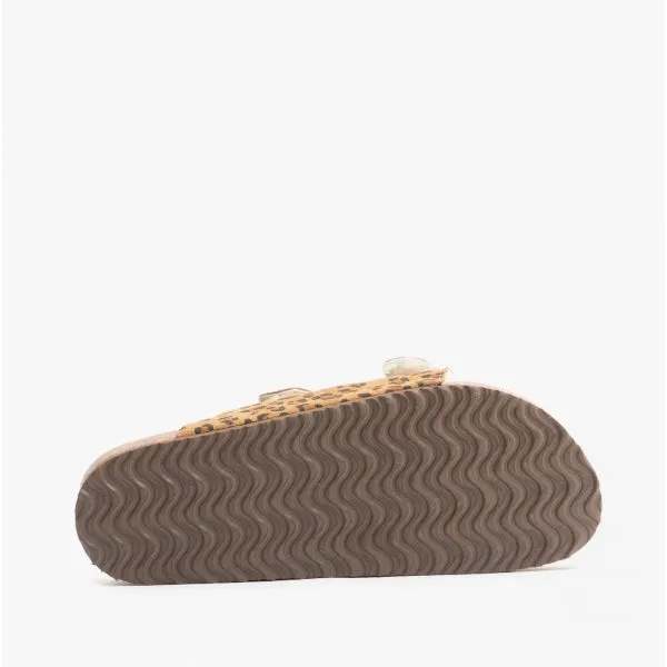 Bedroom Athletics MABEL Womens Suede Two Strap Slippers Leopard