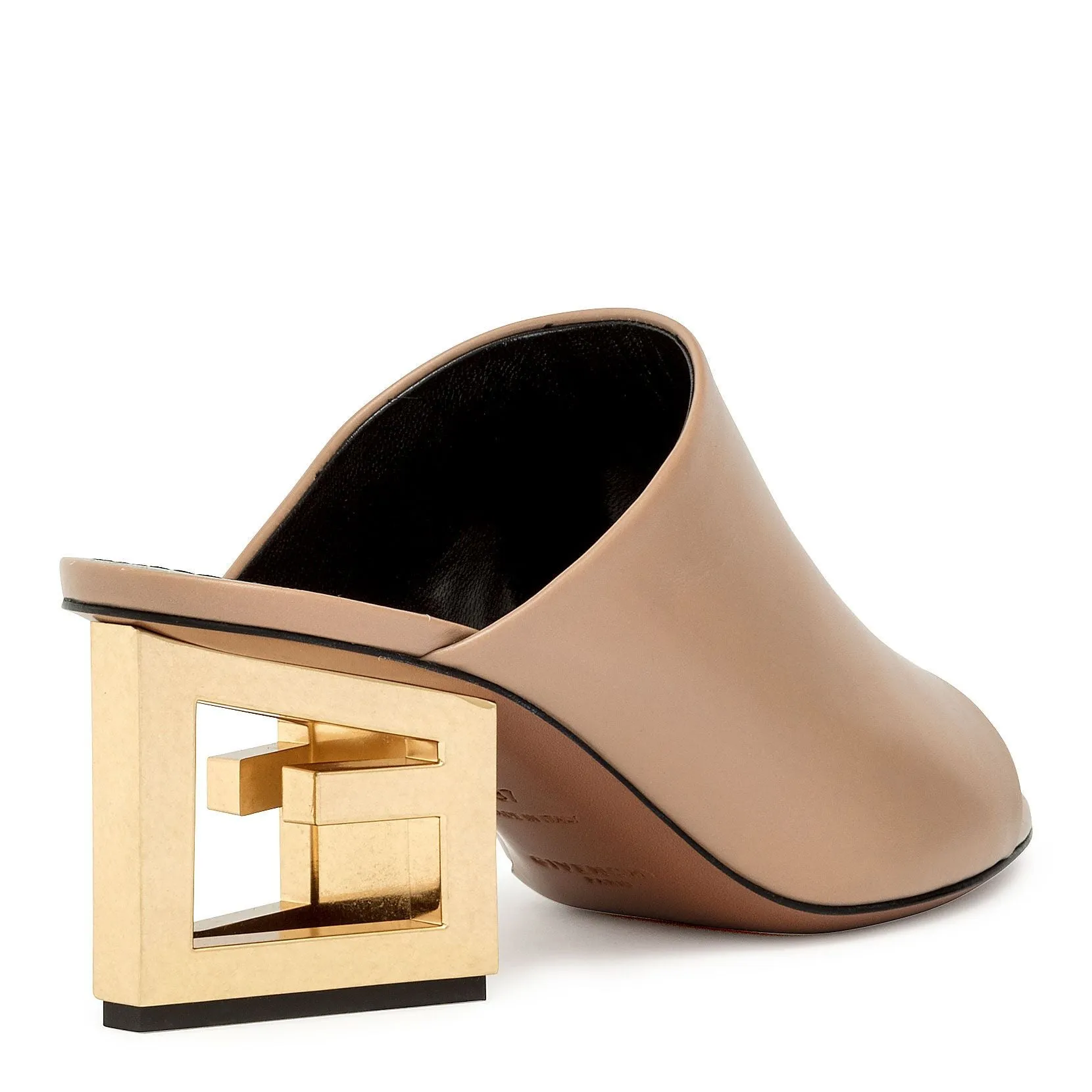 Beige leather Triangle mules