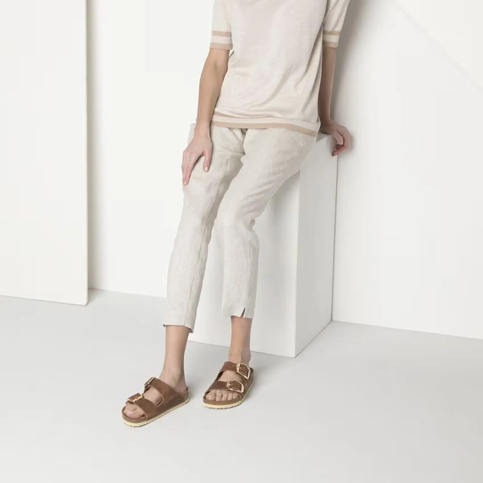 Birkenstock Arizona Big Buckle Slide Sandal (Women) - Cognac Oiled Leather