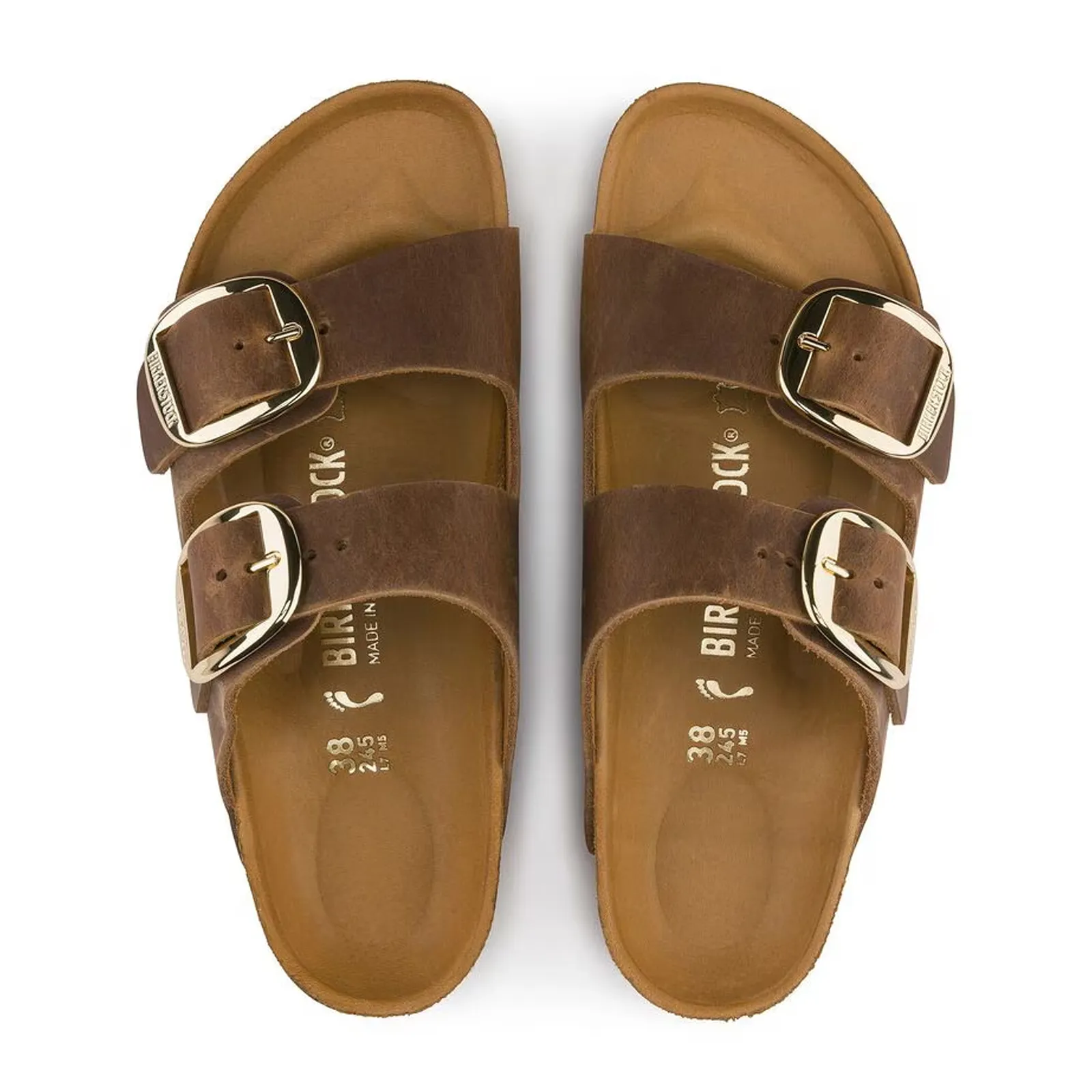 Birkenstock Arizona Big Buckle Slide Sandal (Women) - Cognac Oiled Leather