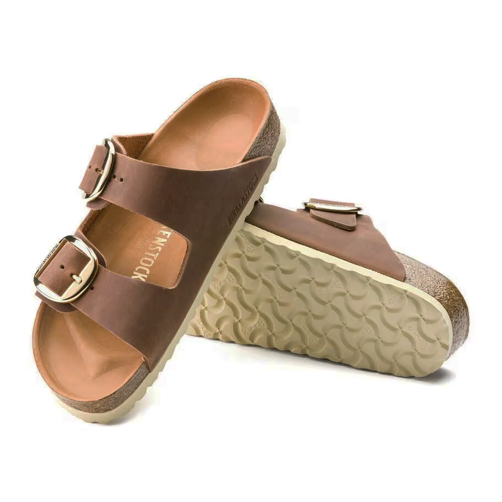 Birkenstock Arizona Big Buckle Slide Sandal (Women) - Cognac Oiled Leather