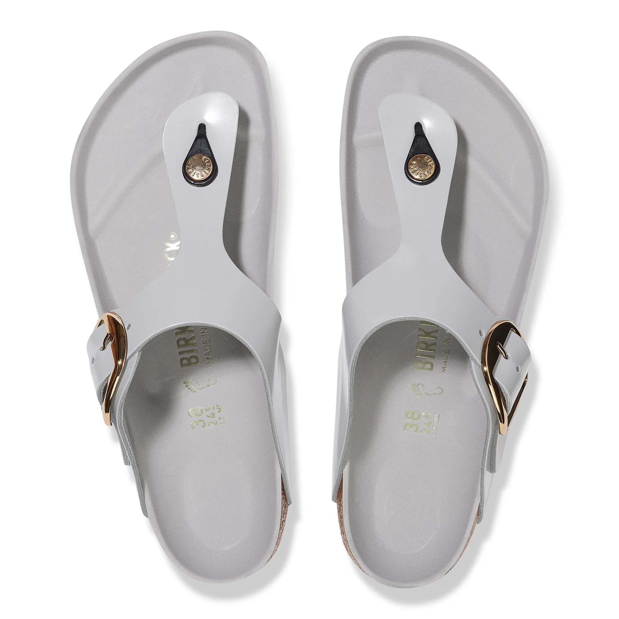 Birkenstock Gizeh Big Buckle stone coin high shine leather