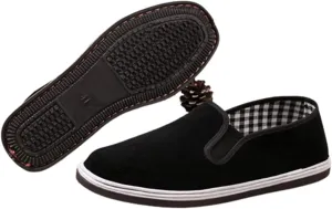 Black Cloth Old Beijing Cloth Shoes, Men's Chinese Traditional Non Slip Breathable Slip-On Martial Arts Shoes, Comfortable Traditional Canvas Rubber Sole, for Martial Art, Tai Chi