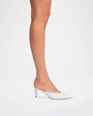 Black Suede Studio Sequin Kitten Mule Pumps