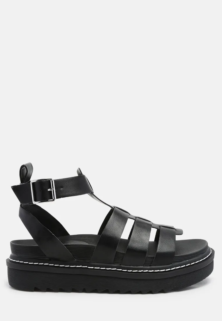 Black Vega Platform Gladiator Sandals