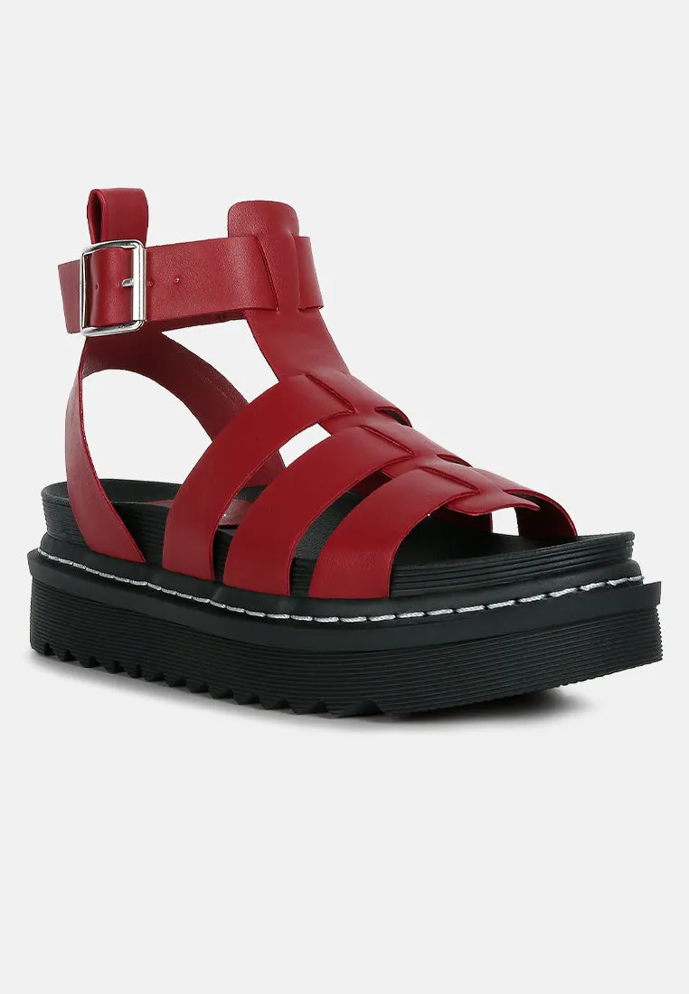 Black Vega Platform Gladiator Sandals