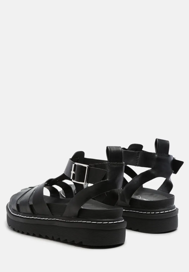 Black Vega Platform Gladiator Sandals