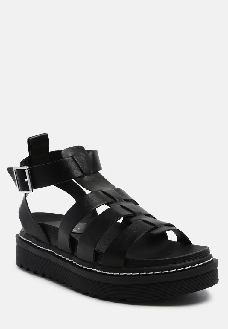 Black Vega Platform Gladiator Sandals