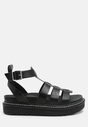 Black Vega Platform Gladiator Sandals
