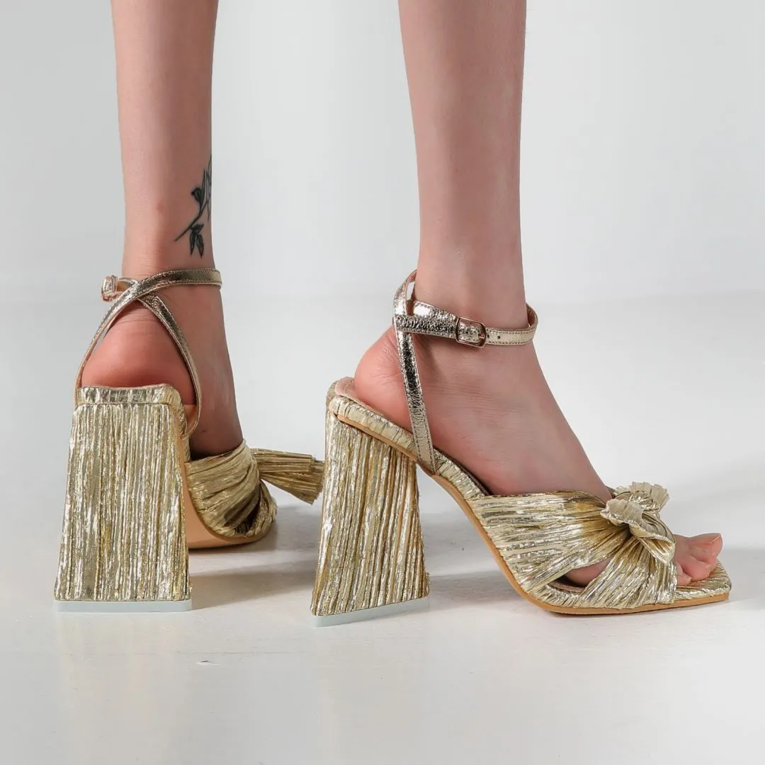 Bow Knot Chunky Heel Sandals