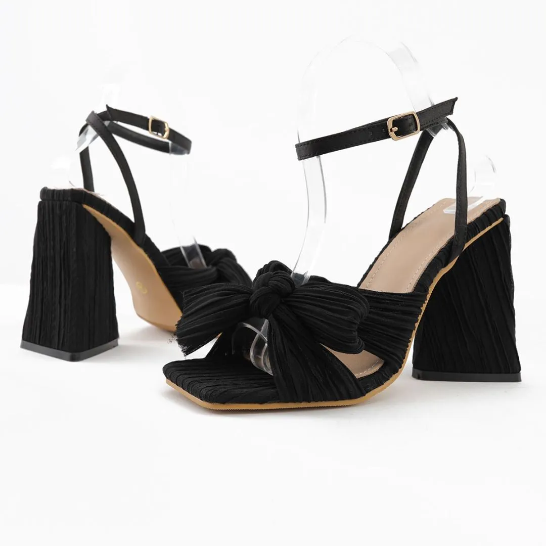 Bow Knot Chunky Heel Sandals