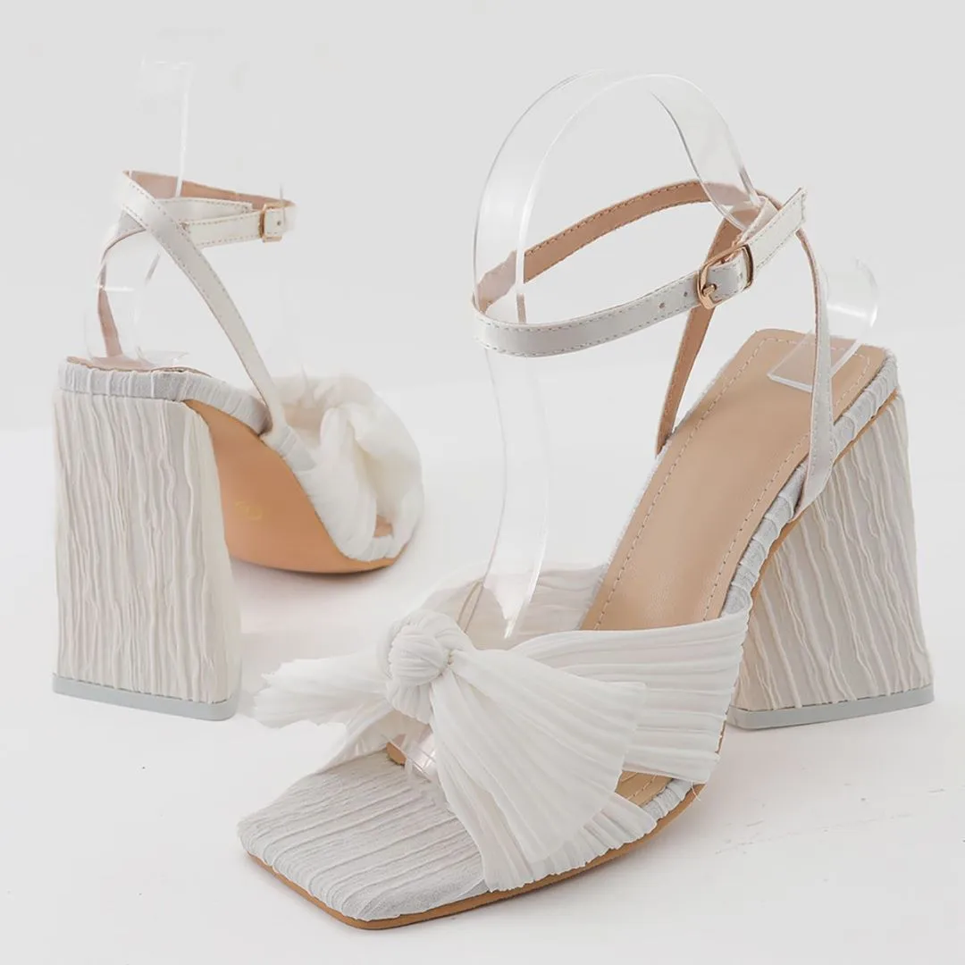 Bow Knot Chunky Heel Sandals