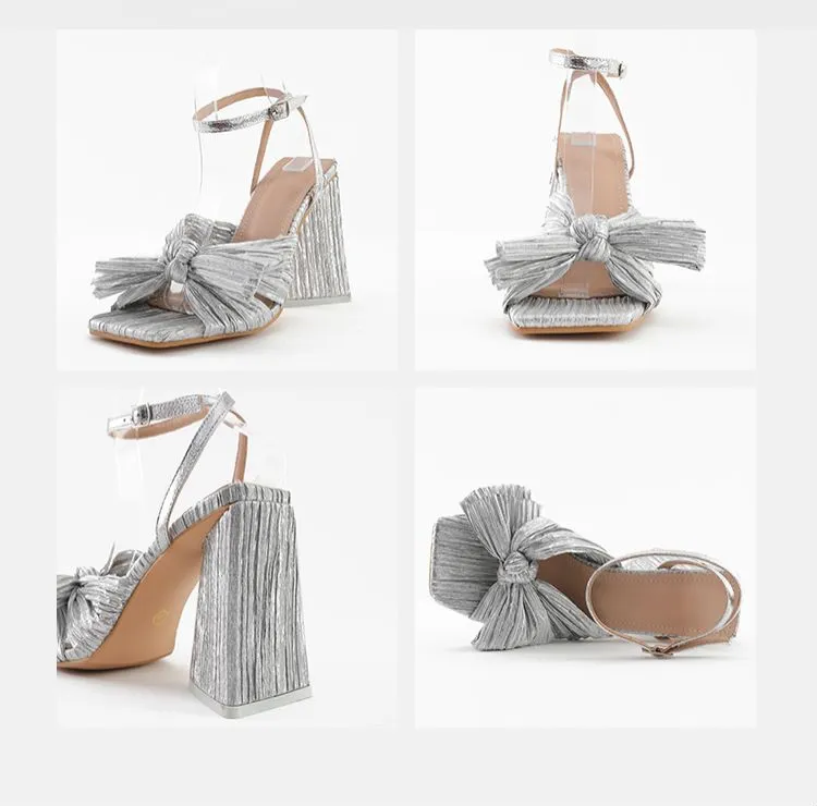 Bow Knot Chunky Heel Sandals
