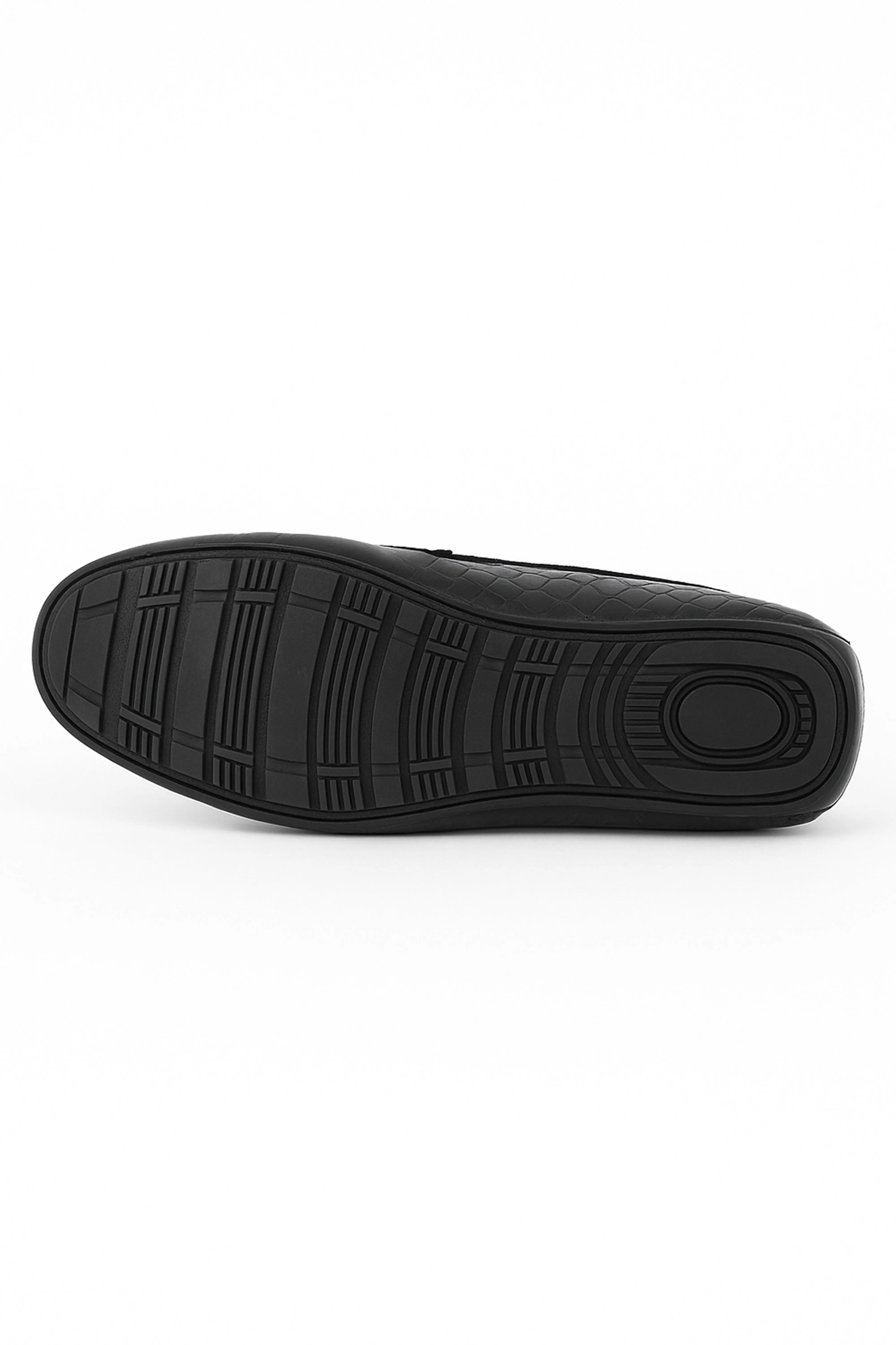 Boys Crocodile Slip on Patent Loafer Mocassin - ROBIN - Black