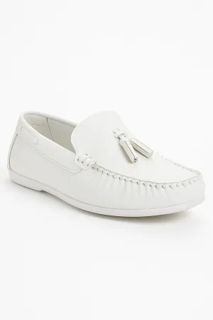 Boys Slip on Tassel Penny Loafer - ATHENS - White