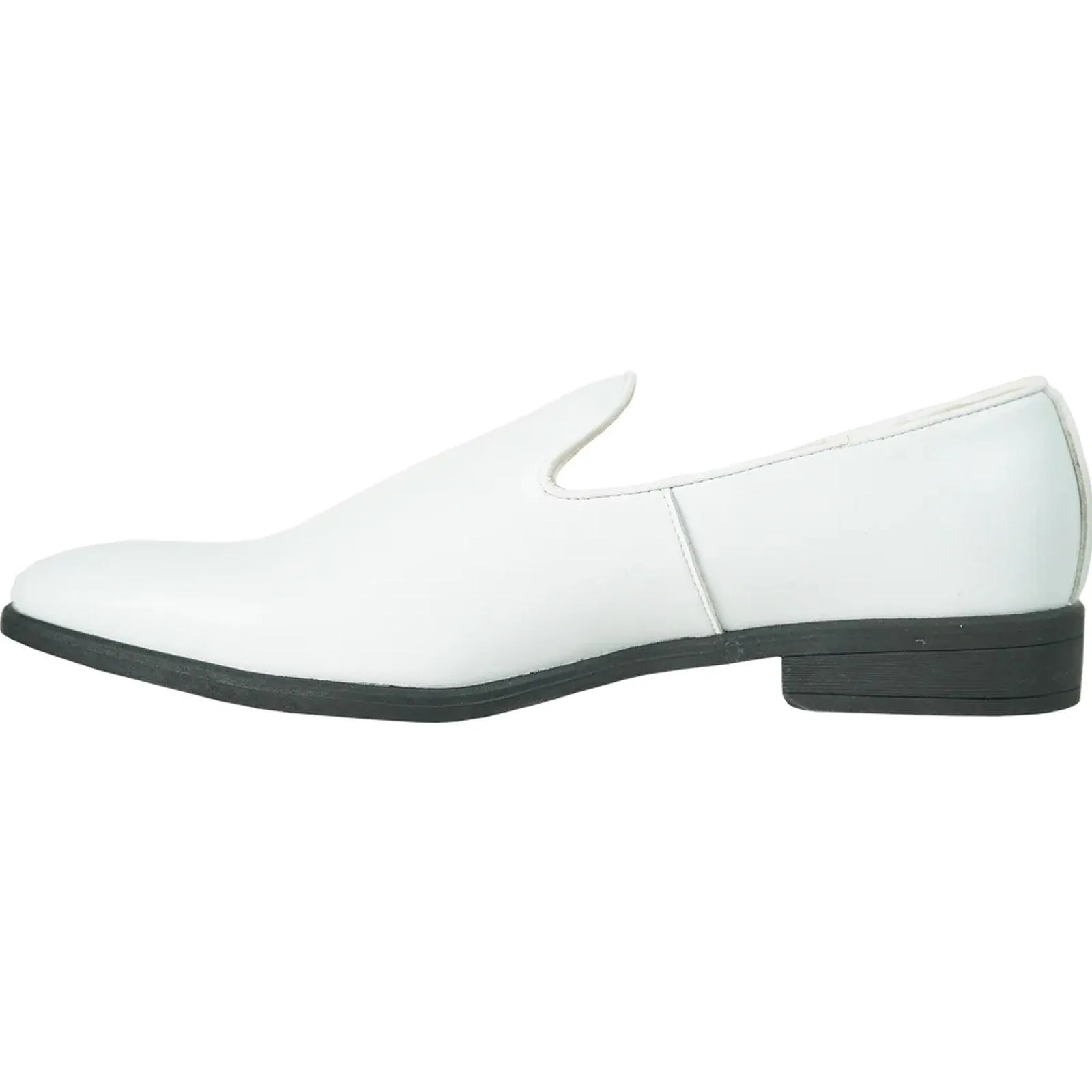 Bravo White Mens Classic Plain Toe Dress Loafer Slip-On Shoes