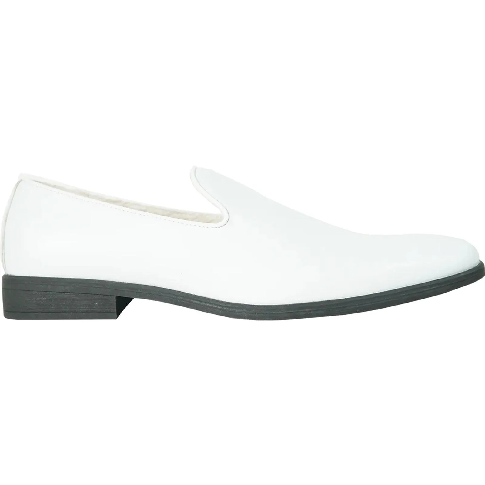 Bravo White Mens Classic Plain Toe Dress Loafer Slip-On Shoes