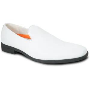 Bravo White Mens Classic Plain Toe Dress Loafer Slip-On Shoes