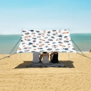 Bugs Insects Insects Beach Canopy Tent Anti-UV & Wind Resistant, Natural Pattern Camping Sun Shelter Easy Setup Portable,Outdoor Shade Tents with Sandbags,Sand Shovels,Ground Pegs & Stability Po
