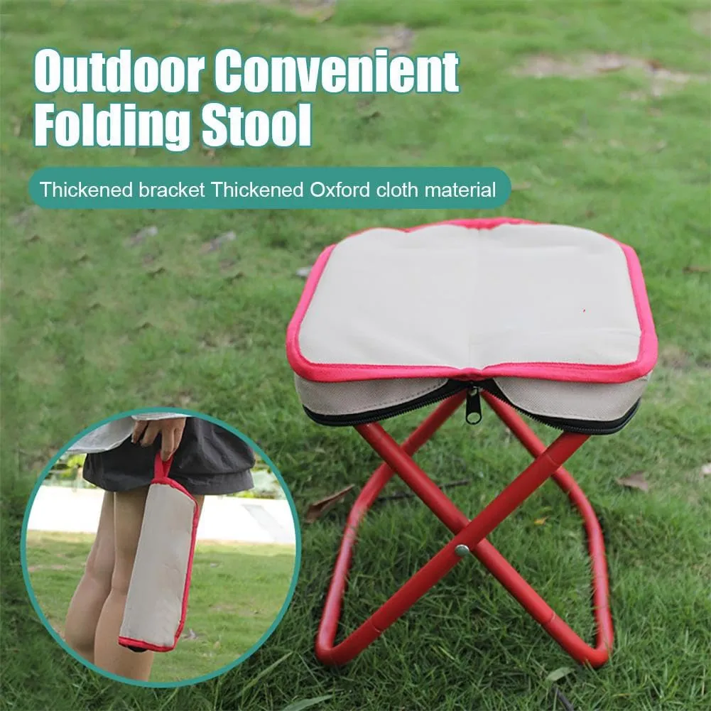 Camping Stool, Portable Mini Folding Stool, Lightweight Camp Chair for Fishing Hiking, Compact Collapsible Travel Footstool with Self Zippered Bag for Outdoor, Beach, Backyard, Lawn,Picnic