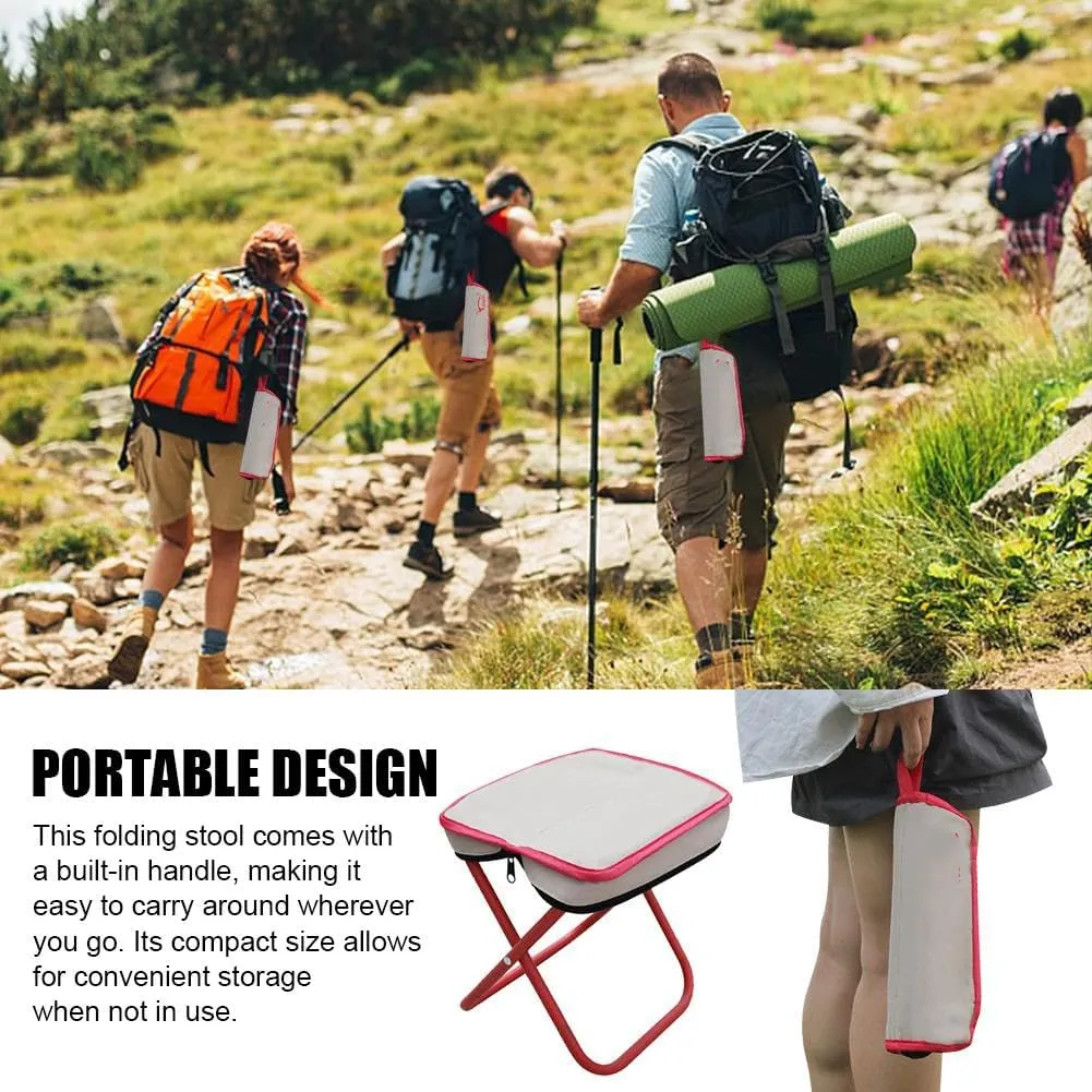 Camping Stool, Portable Mini Folding Stool, Lightweight Camp Chair for Fishing Hiking, Compact Collapsible Travel Footstool with Self Zippered Bag for Outdoor, Beach, Backyard, Lawn,Picnic